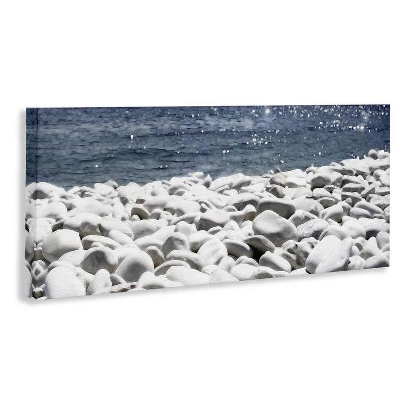 «Greek Pebbles Shore», art mural sur toile par Noah Bay, H 17 po x l 40 po