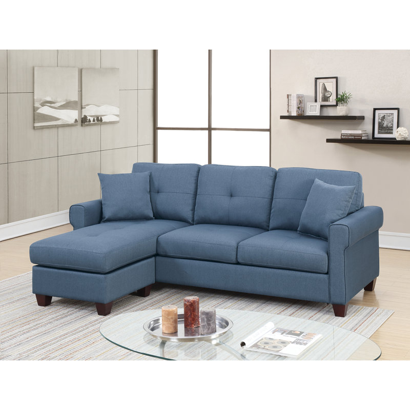 2-PCS SECTIONAL, Blue Fabric