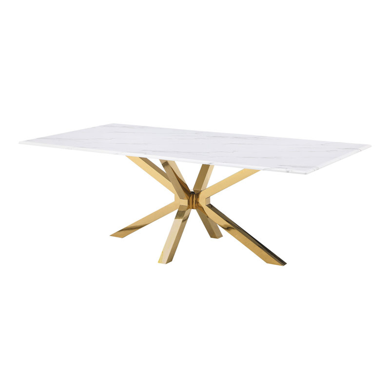 Rectangular 79-inch Faux Marble Dining Table White