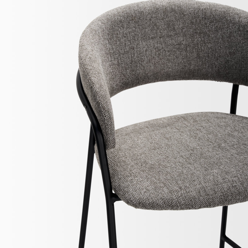 Burkeen Upholstered Counter Stool with Metal Frame, Grey, Bar Stool (30" Seat Height)