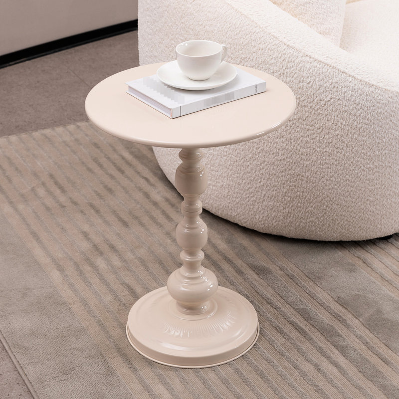 Table de chevet ronde en métal avec tiroir - Table d'appoint de rangement supplémentaire de style vintage, fini noir mat, design élégant