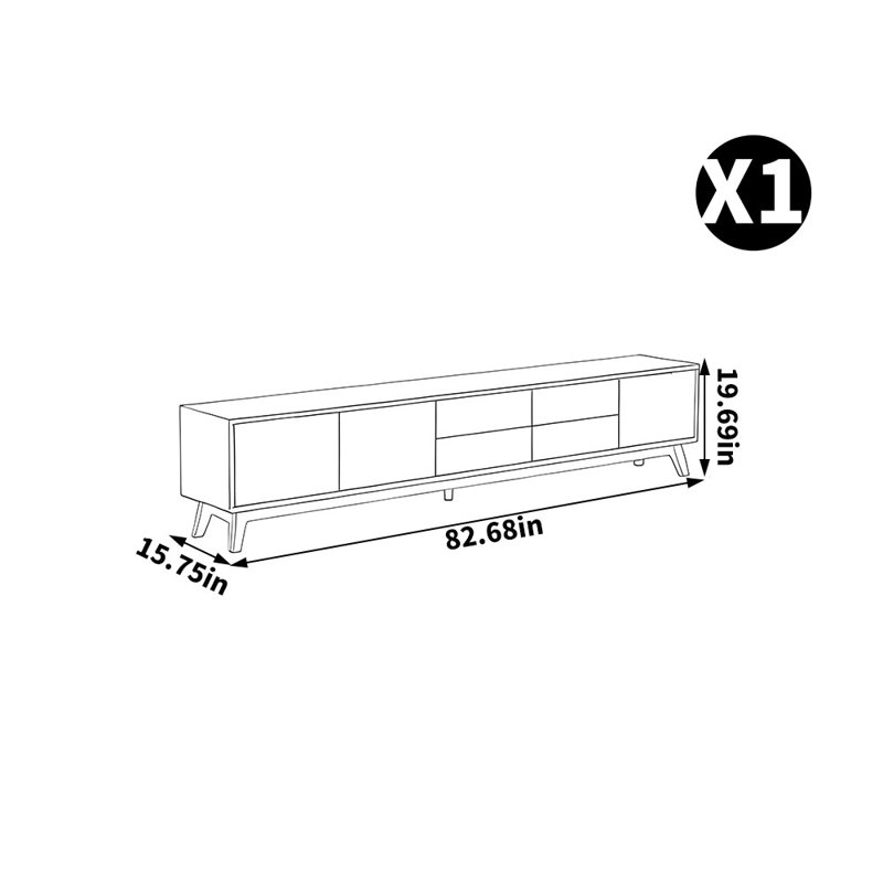 Meuble télé en bois massif de style américain, 82.68"