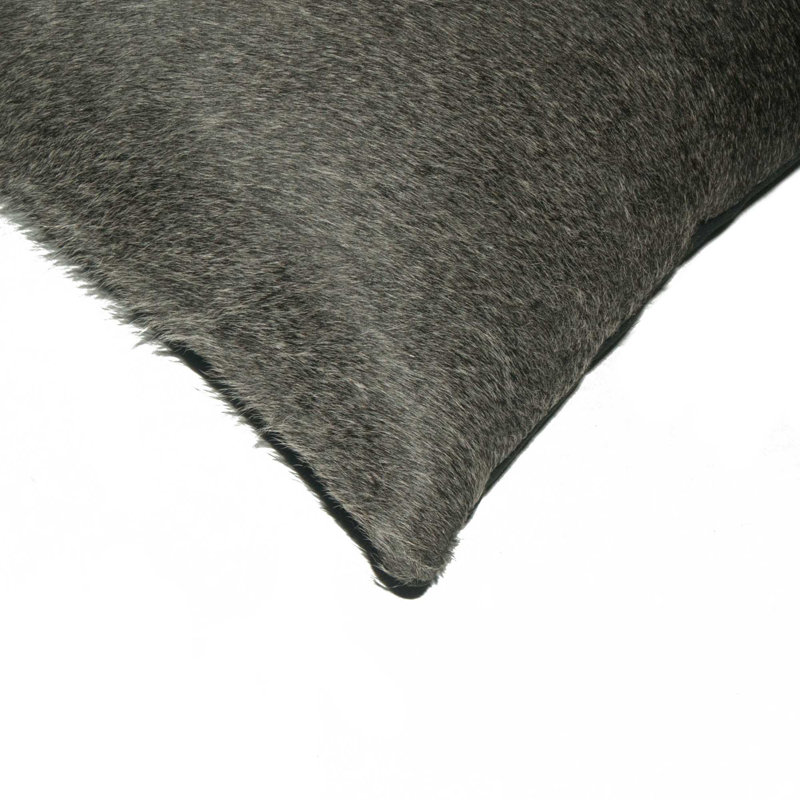 12" x 20" Chevron Cowhide Throw Pillow, White/Gray