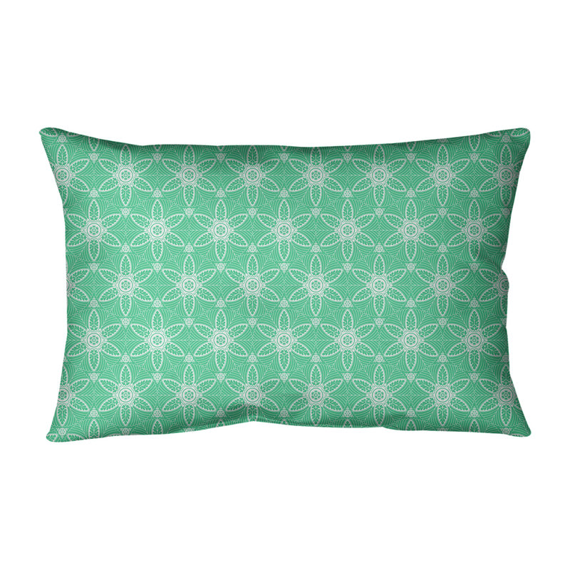 Coussin lombaire en coton Katelyn Elizabeth, Vert, Bourre en polyester