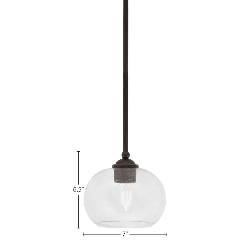 Mini-luminaire suspendu suspendu Zilo, fini granit foncé avec verre de 7 po, Granit foncé
