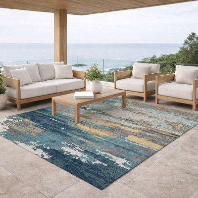 Tapis abstrait lavable à la machine intérieur / extérieur ACN2995