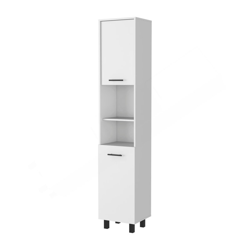 Armoire garde-manger à 2 portes Sheffield, avec 2 espaces pour 2 armoires et 2 tablettes ouvertes, Blanc
