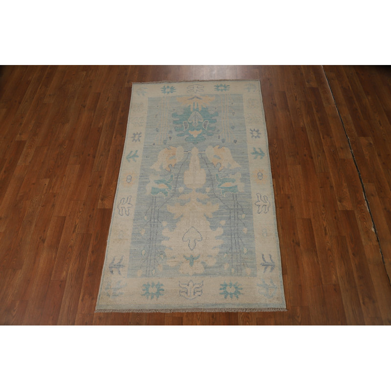 Vegetable Dye Wool Oushak Turkish Rug 3x5