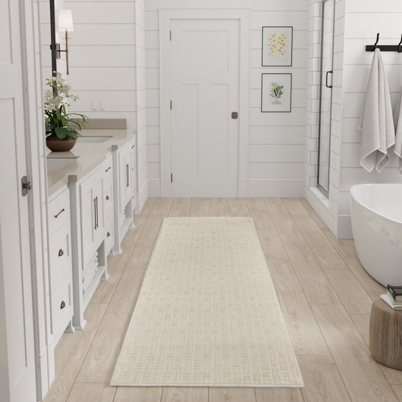 Nourison Washable Charm 2'2" x 10' Ivory Modern Indoor Rug, Runner 2'2" x 10'