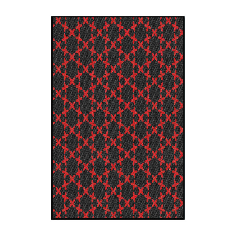 Tapis rouge / noir Power Loom, Rectangle 7 pi x 10 pi