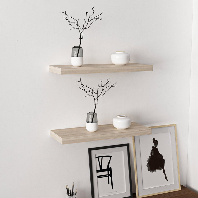Colesen Modern Wall Shelf, Sonomo Color, 23.6 x 1.4 x 9.1 inches | 100% Melamine Coated Particle Board, Thickness: 0.7 inches | Perfect for Stylish Home Decor & Organization, Sleek and Functional Design