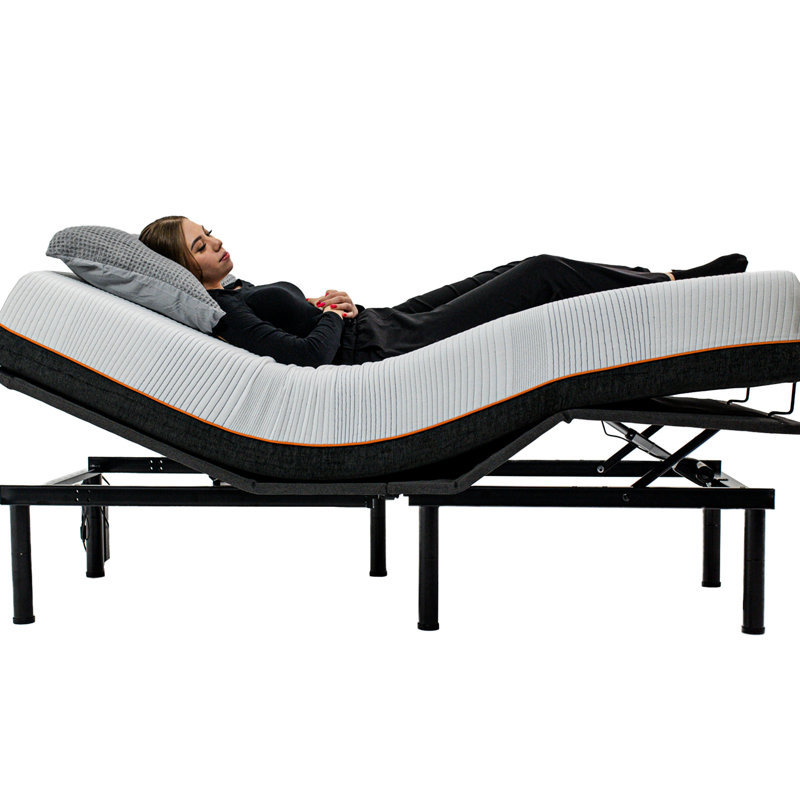 Base de lit réglable avec réglage zéro gravité - Grand, 12 po de hauteur, 79 po x 59 po, téléphone sans fil 79 po x 59 po, métal