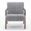 Chaise d'appoint Mid-Century moderne avec structure en bois massif et revêtement en lin doux-174826315