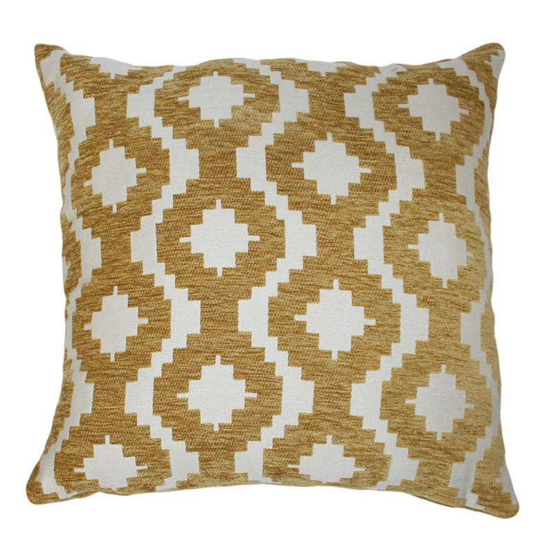 Theodosia Geometric Square Cushion, 43 x 43cm, Ochre Mustard Yellow