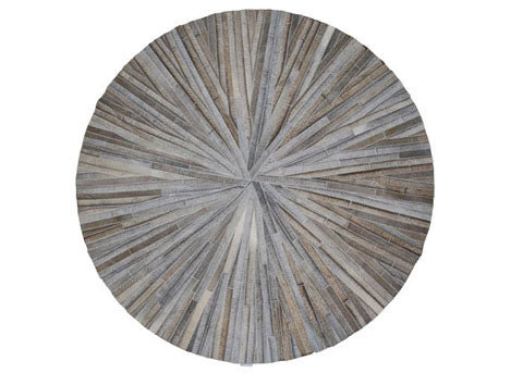 Art Hide Cowhide Area Rug in Gray, Round 4'