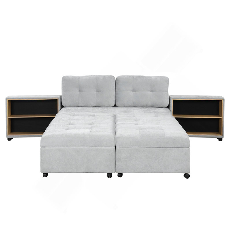 Versatile Modular Sofa Bed With Storage Racks For All Needs, Grey Chenille