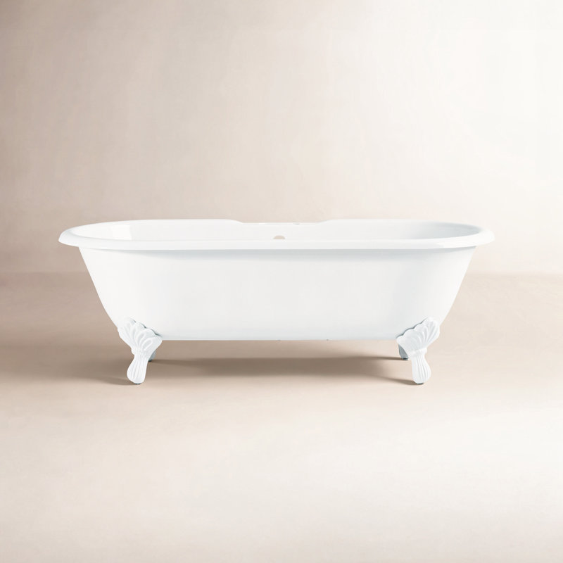 Kristin 68'' x 31'' Soaking Cast Iron Bathtub, White, White Interior with Custom Exterior