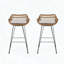 Tabourets de bar d'extérieur en osier avec coussins, ensemble de 2 - Structure en fer durable et tissu résistant à l'eau