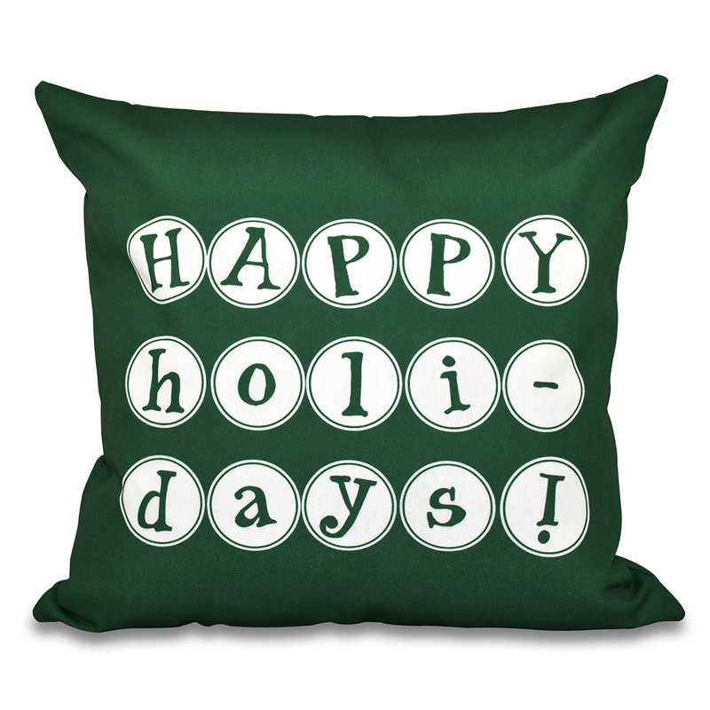 Housse carrée pour coussins de fêtes joyeuses, H 16 po x l 16 po, Vert