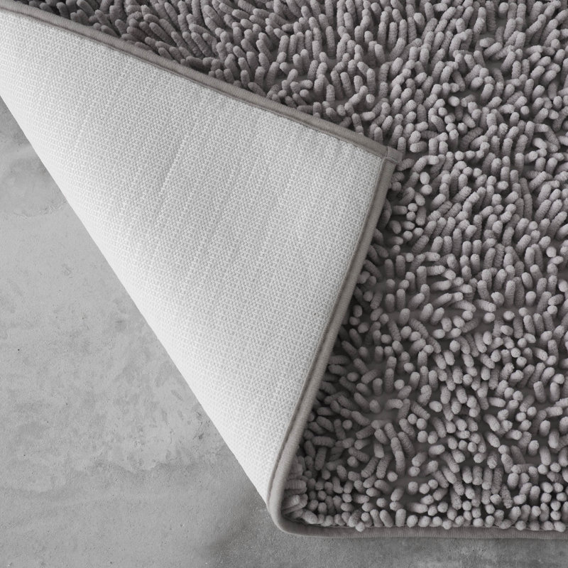  2 Piece Set Rectangle/U-shaped Bath Mat, Silver