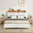 Wooden Bed with Charging Station Storage Headboard-607000854