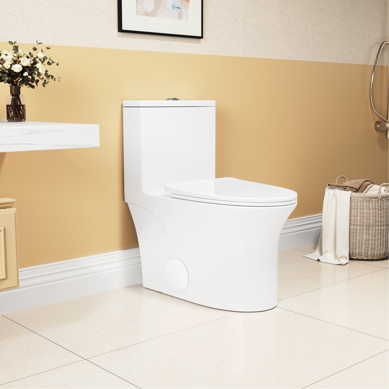 Ceramic One Toilet, 1.1/1.6 , Elongated Comfort Height, White, & , Soft Close Lid T039wt Ceramic, Steady Seat