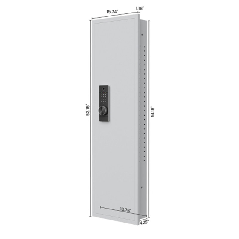 53" Fingerprint Touch Panel In-Wall Safe,Hidden Wall Gun Safe for Rifles with Adjustable Shelves,Assembled Storage Multifunctional Wall Safe for Firearm and Valuables (Black-Fingerprint)