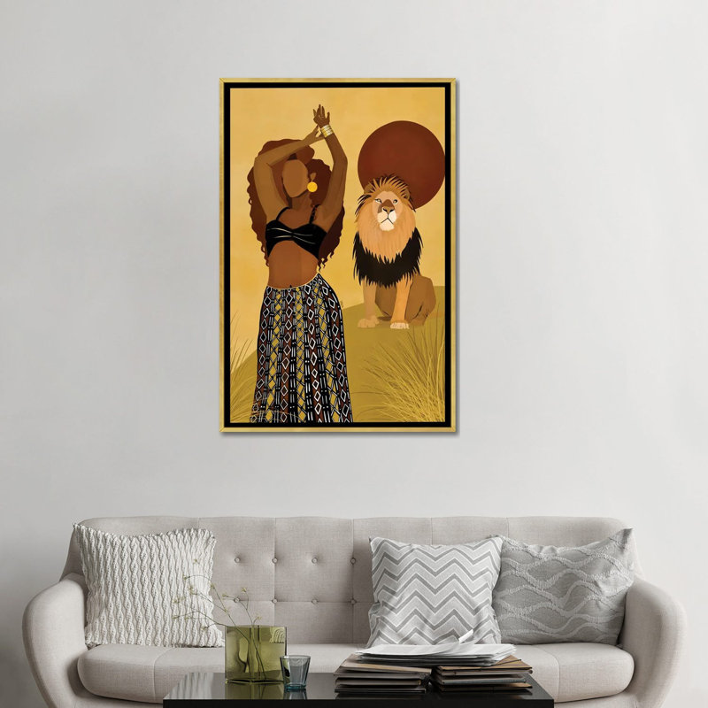 Maya par Bria Nicole-impression d’art graphique, H 48 po x l 32 po x P 1,5 po, Toile encadrée d'or, Pas de tapis
