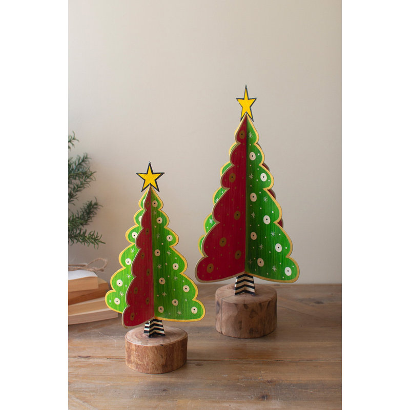  Ensemble de 2 décorations d'arbre de Noël en métal peint