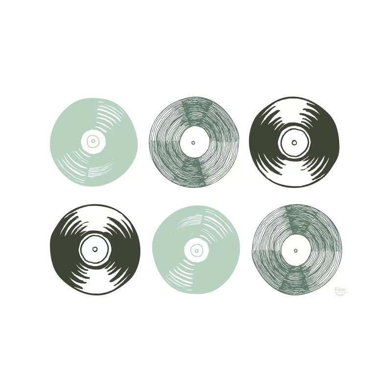Six Vinyl Records - Print on Canvas, Wrapped Canvas, 30.48cm H x 45.72cm W x 1.91cm D