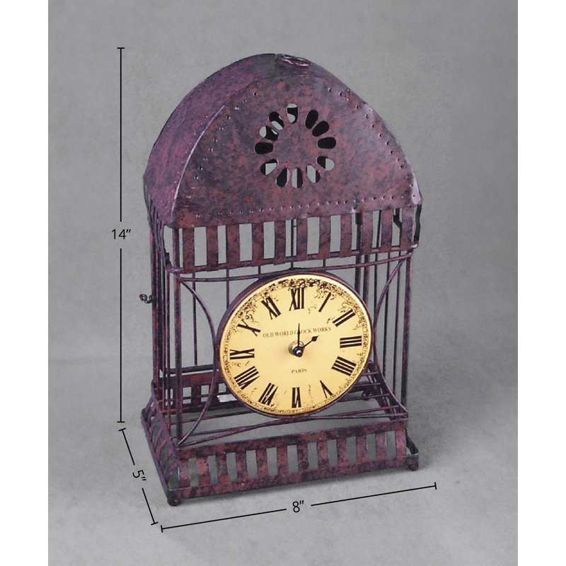 Analog Metal Quartz Tabletop Clock, Rust