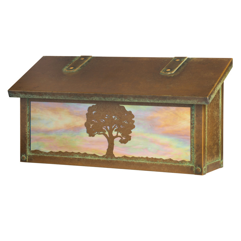 Boîte aux lettres murale chêne tree, Vert nouveau, Or irisé