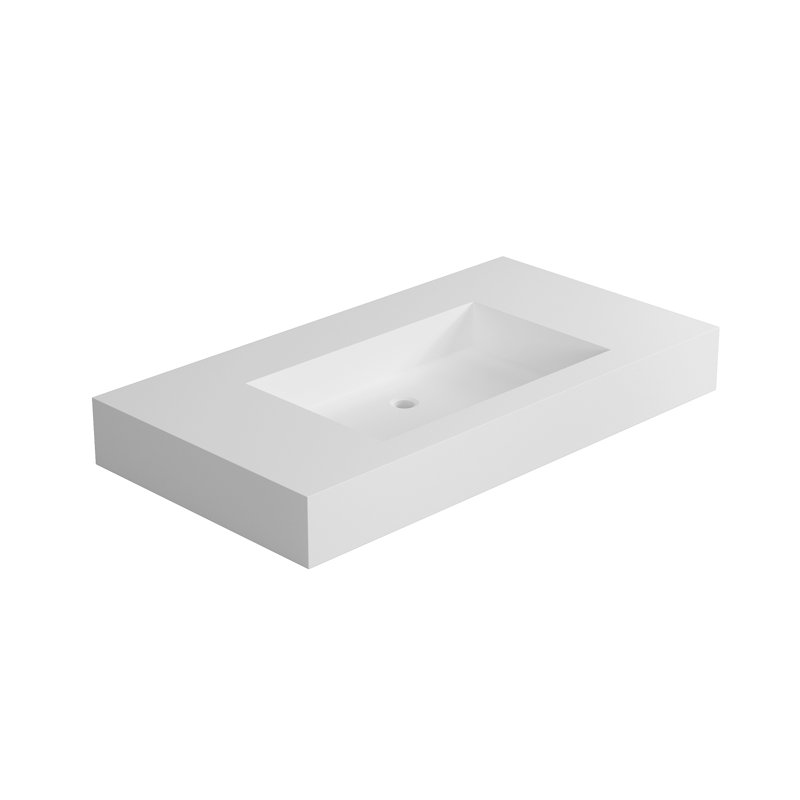 Lavabo de salle de bain rectangulaire à surface solide 18,7 po FRALIMK, null