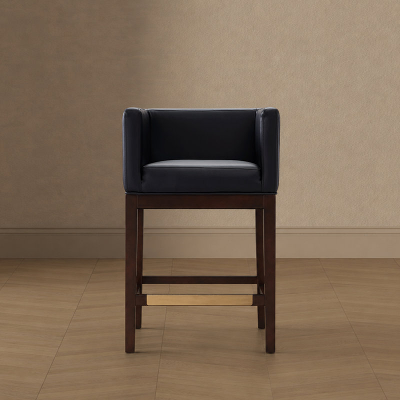Tabouret de comptoir Kingsley Mid-Century, Tabouret de comptoir (siège d'une hauteur de 26 p, Noir, noir, noir, noir