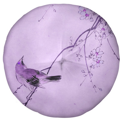 Coussin de plancher en aquarelle d’oiseau et de fleurs keito sato japanese