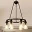 Lustre en roue de chariot 6 lumières noires (sans ampoules) pour salle de bain - E26