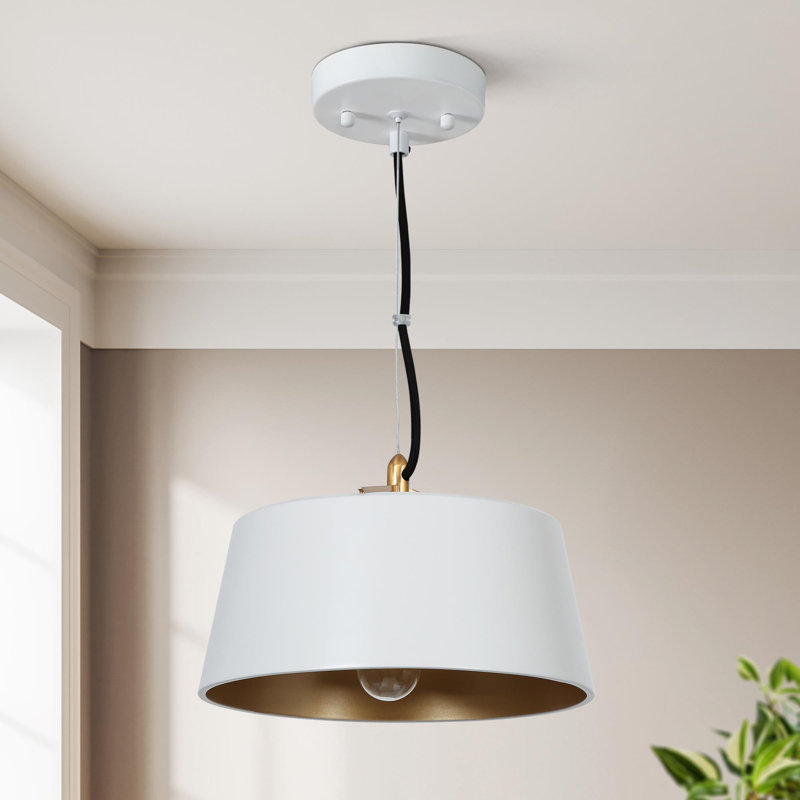 Luminaire suspendu tambour 1 lumière Cozine, Blanc