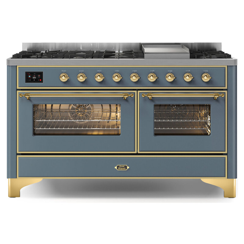 Majestic II 60" 5.02 cu. ft. Freestanding Dual Fuel Range with Griddle, Antique White/Bronze, Natural Gas