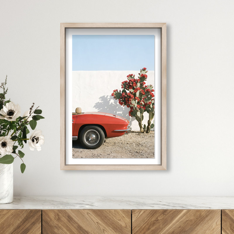 Estampe Parked Bloom Shadowbox Transportation d'Oliver Gal, H 25,5 po x l 17,5 po, Cadre blond