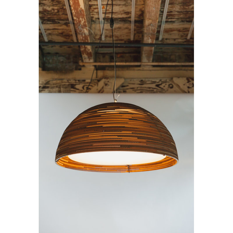 Scraplights Dome Recycled Cardboard Pendant Light, Natural