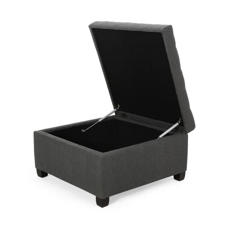 Repose-pieds capitonné avec rangement Francisville, Polyester gris foncé