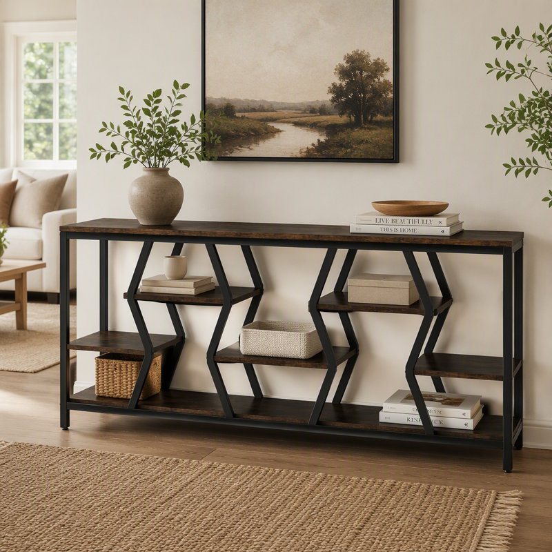 Console industrielle 70,9 "avec tablettes de rangement