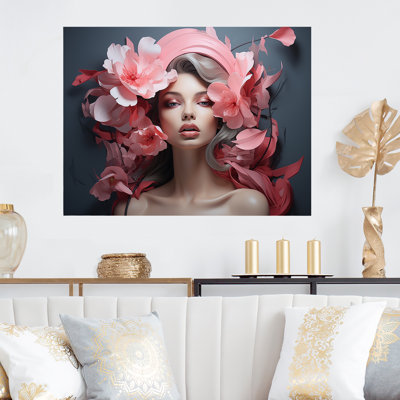 Portrait floral rose et bleu I - Fashion Wall Art MT133305