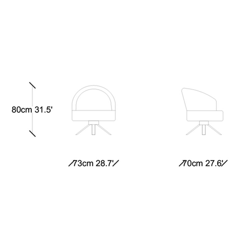 Fauteuil demi-tonneau l 27,56 po Aidy