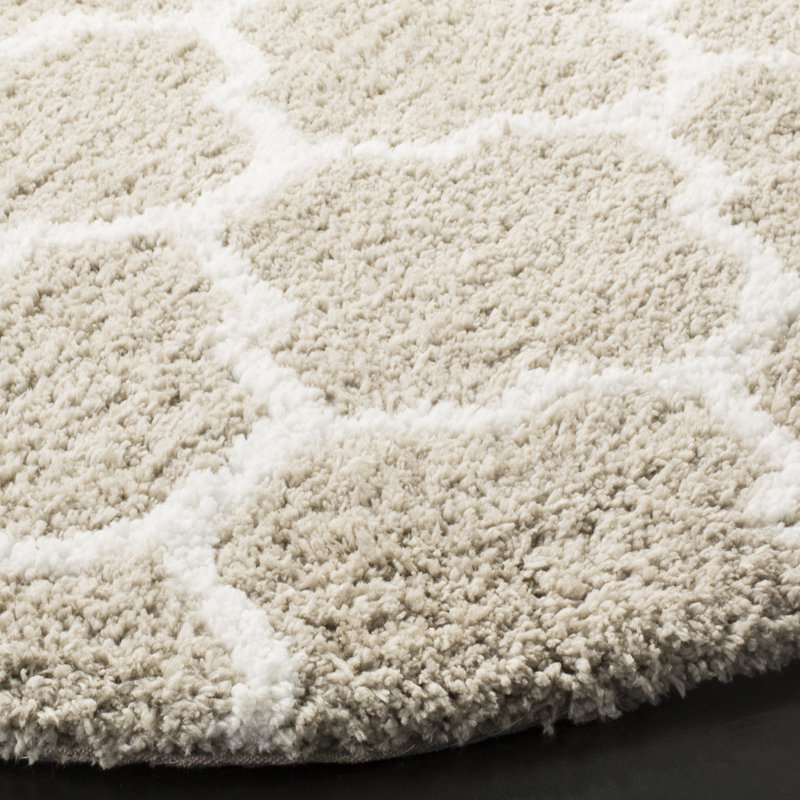 Ardele Toronto Shag Hand Tufted Performance Geometric Rug, Round 5'