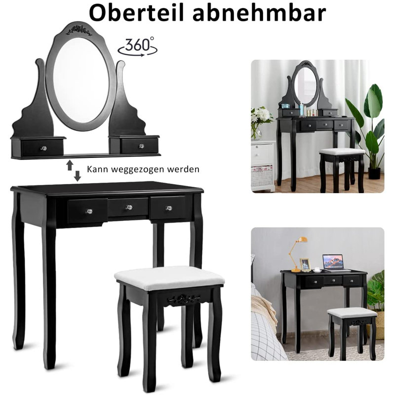 Cannady Dressing Table with Mirror