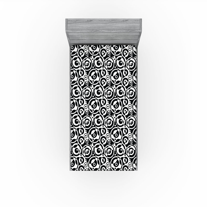 Drap-housse noir et blanc Ambesonne, Drap-housse de taille simple