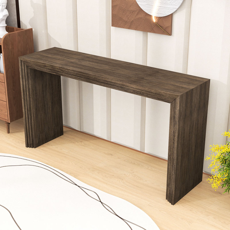 Console moderne à rayures - panneau de fibres à densité moyenne élégant, fonctionnel et robuste, Naturel