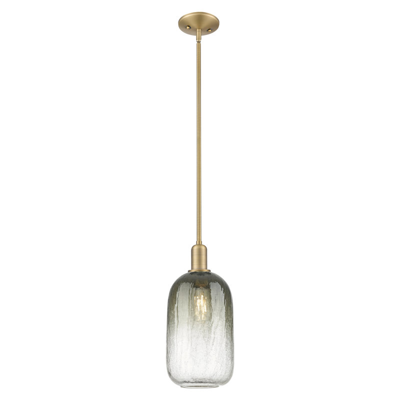 Downtown Urban - Cloche Brookhaven - Mini-luminaire suspendu avec tige 7 po 1 lumière - Abat-jour, Laiton brossé, Ardoise