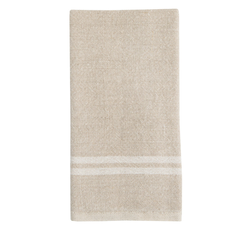 Khadhi Linen Striped Tea Towel, Natural/Ivory